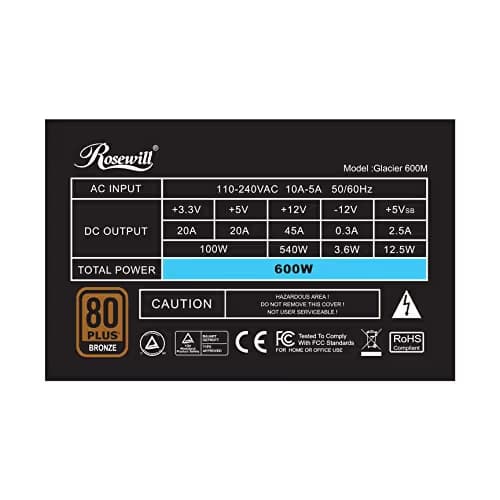 Rosewill CFZ ATX 600W Semi-Modular 80+ Bronze Certified image