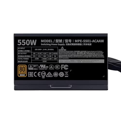 Cooler Master MWE Bronze V2 Black ATX 550W Non-Modular 80+ Bronze Certified image