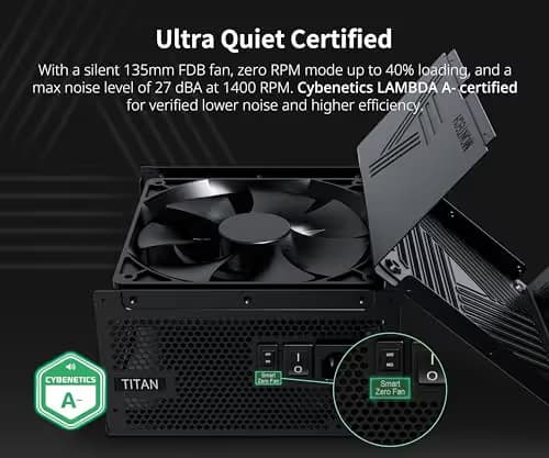 Montech TITAN GOLD Black 1200W Fully Modular 80+ Gold Certified ATX image