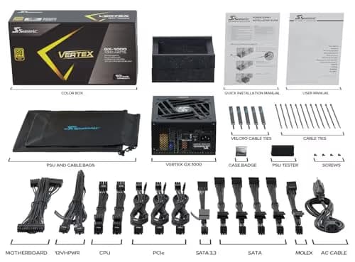 Seasonic VERTEX GX-1000 Black / Silver ATX 1000W Fully Modular 80+ Gold image