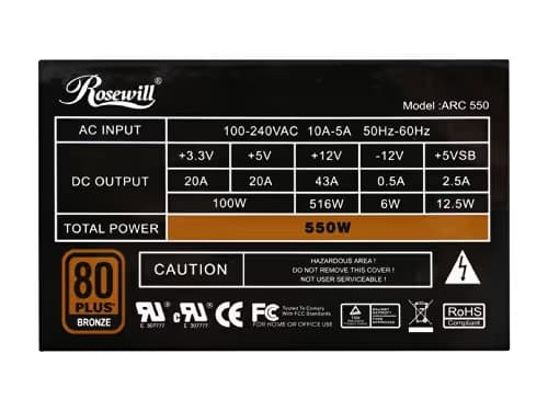 Rosewill ARC ATX 550W Non-Modular 80+ Bronze Certified image