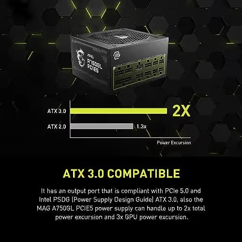 MSI MAG A750GL PCIE5 Black 750W Fully Modular 80+ Gold Certified image