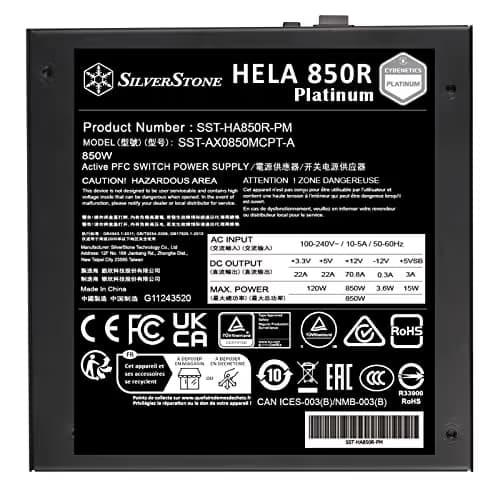 Silverstone HELA 850R Black / Silver 850W Fully Modular 80+ Platinum Certified image