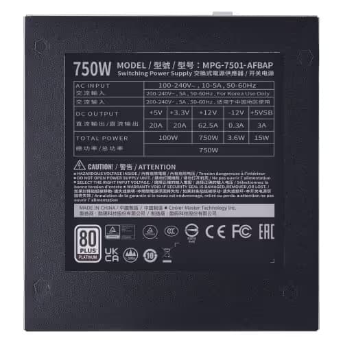 Cooler Master XG750 Plus 750W Fully Modular 80+ Platinum Certified ATX image