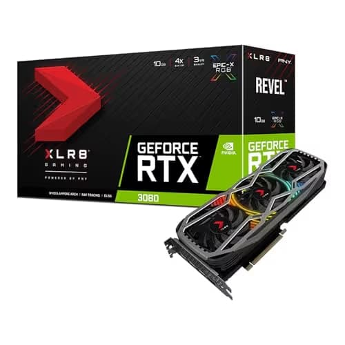 PNY GeForce RTX 3080 10GB LHR XLR8 Gaming REVEL EPIC-X RGB 10GB GDDR6X Silver / Black image