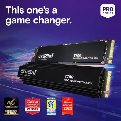 Crucial T700 W/Heatsink 2TB M.2-2280 SSD PCIe 5.0 X4 NVMe image