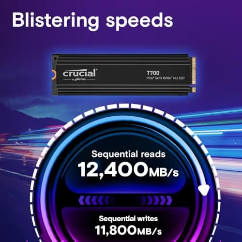 Crucial T700 W/Heatsink 1TB SSD M.2-2280 PCIe 5.0 X4 NVMe image