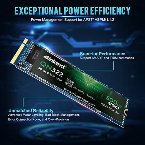 Inland QN322 500GB SSD M.2-2280 PCIe 3.0 X4 NVME image
