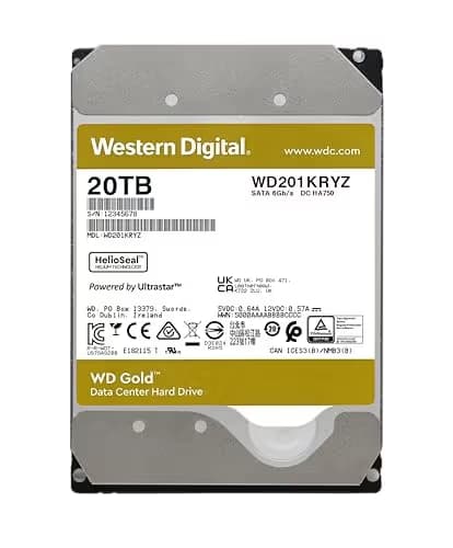 Western Digital Gold 20TB 3.5" HDD 7200RPM SATA 6.0 Gb/s Internal image