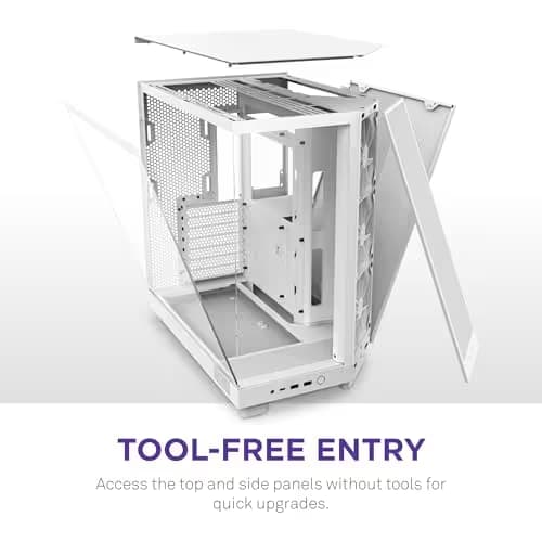 NZXT H6 Flow ATX Mid Tower White Tempered Glass Side Panel image