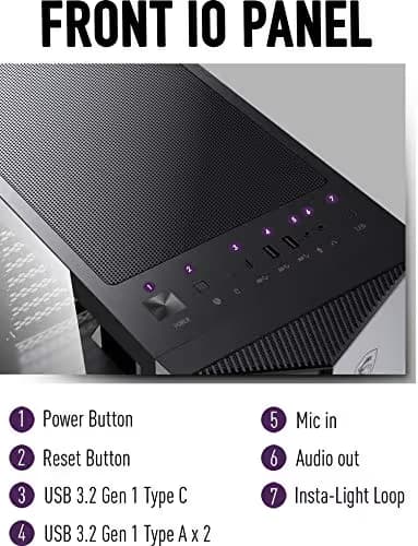 MSI MPG GUNGNIR 110R ATX Mid Tower Black with Tempered Glass Side Panel and USB 3.2 Gen 2 Type-C, USB 3.2 Gen 1 Type-A image