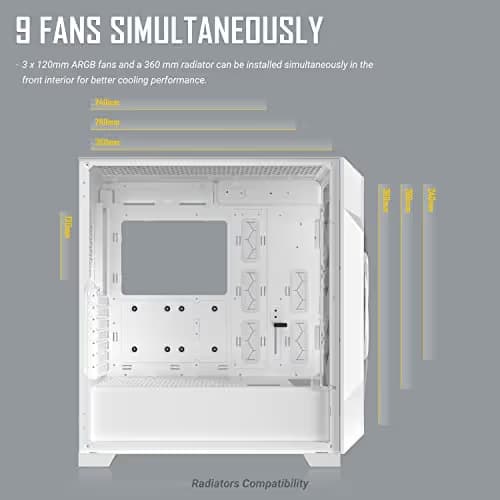 Antec Dark League DP505 White, High-Airflow Mesh Front Panel, 3 x 120mm ARGB Fans, ARGB & PWM Hub, 8 x Rubber Grommets & 3 x Cable Ties, Type-C 3.2 Gen2, GPU Bracket, Mid-Tower E-ATX Gaming Case image