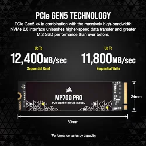 Corsair MP700 PRO 1TB M.2-2280 SSD PCIe 5.0 X4 NVMe image