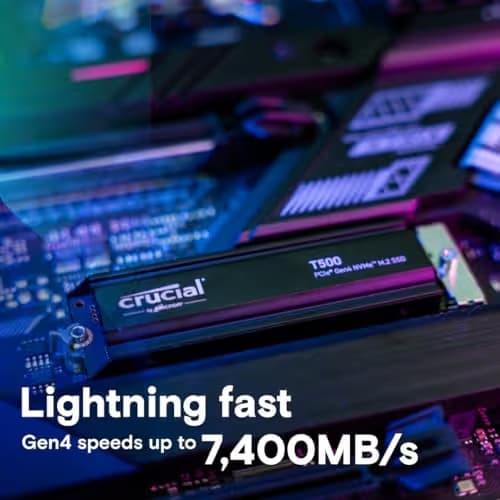 Crucial T500 W/Heatsink 1TB SSD M.2 PCIe 4.0 NVMe image