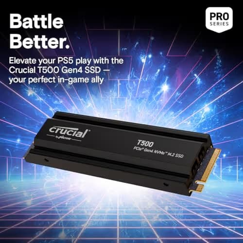 Crucial T500 W/Heatsink 1TB SSD M.2 PCIe 4.0 NVMe image