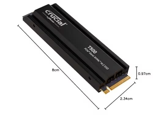 Crucial T500 W/Heatsink 1TB SSD M.2 PCIe 4.0 NVMe image