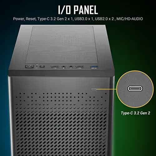 Antec NX500M Micro ATX Mini Tower Black with Tempered Glass Side Panel and USB 3.2 Gen 1 Type-A / USB 2.0 Type-A image