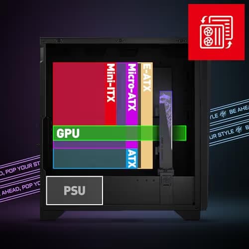 MSI MPG GUNGNIR 300R AIRFLOW ATX Mid Tower Black with Tempered Glass Side Panel and USB 3.2 Gen 2x2 Type-C, USB 3.2 Gen 1 Type-A image