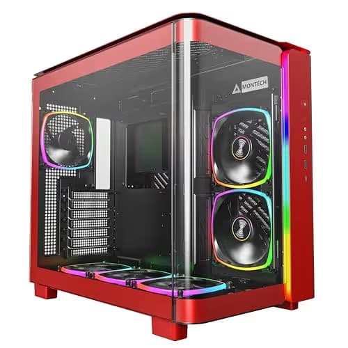 Montech KING 95 PRO ATX Mid Tower Red / Black Tempered Glass Side Panel with USB 3.2 Gen 2 Type-C and USB 3.2 Gen 1 Type-A image