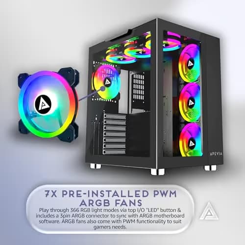 Apevia Prism Elite ATX Mid Tower Black Tempered Glass Side Panel image