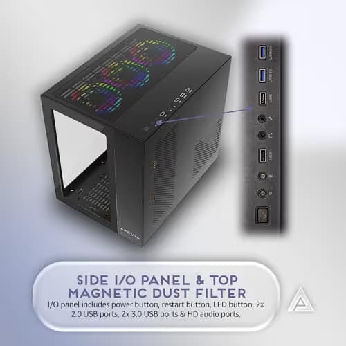 Apevia Prism Elite ATX Mid Tower Black Tempered Glass Side Panel image