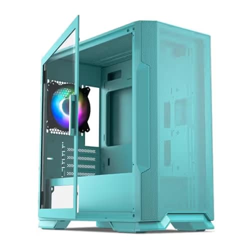 Vetroo M03 Micro ATX Mini Tower Green with Tempered Glass Side Panel and USB 3.2 Gen 1 Type-A / USB 2.0 Type-A image