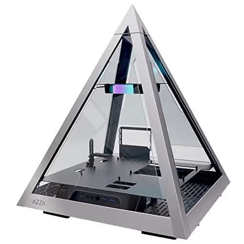 Azza Pyramid L ATX Mid Tower Gray / Black Tempered Glass Side Panel, USB 3.2 Gen 2 Type-C and USB 3.2 Gen 1 Type-A Front Panel image
