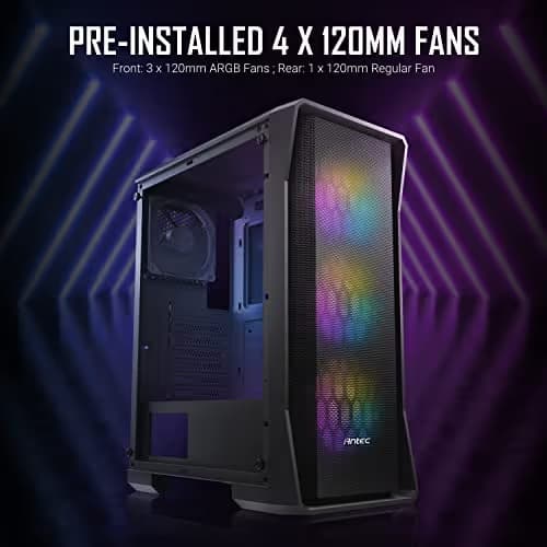 Antec NX360 ATX Mid Tower Black with Tempered Glass Side Panel and USB 3.2 Gen 1 Type-A, USB 2.0 Type-A image