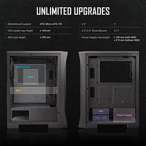 Antec NX360 ATX Mid Tower Black with Tempered Glass Side Panel and USB 3.2 Gen 1 Type-A, USB 2.0 Type-A image