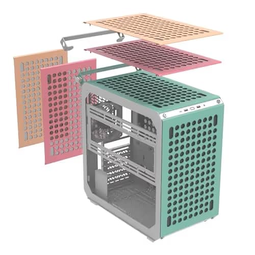 Cooler Master QUBE 500 Flatpack Macaron Edition ATX Mid Tower Multicolor with Tempered Glass Side Panel, USB 3.2 Gen 2x2 Type-C, and USB 3.2 Gen 1 Type-A image