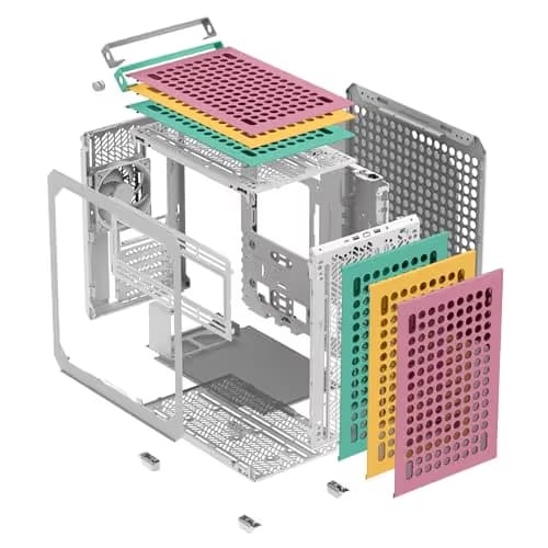 Cooler Master QUBE 500 Flatpack Macaron Edition ATX Mid Tower Multicolor with Tempered Glass Side Panel, USB 3.2 Gen 2x2 Type-C, and USB 3.2 Gen 1 Type-A image