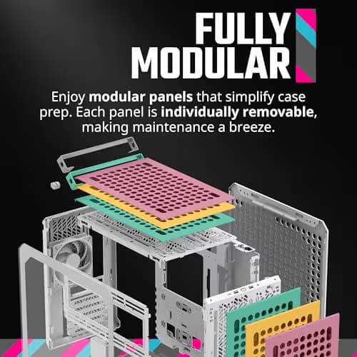 Cooler Master QUBE 500 Flatpack Macaron Edition ATX Mid Tower Multicolor with Tempered Glass Side Panel, USB 3.2 Gen 2x2 Type-C, and USB 3.2 Gen 1 Type-A image
