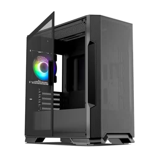 Vetroo M03 Micro ATX Mini Tower Black with Tempered Glass Side Panel and USB 3.2 Gen 1 Type-A, USB 2.0 Type-A main image