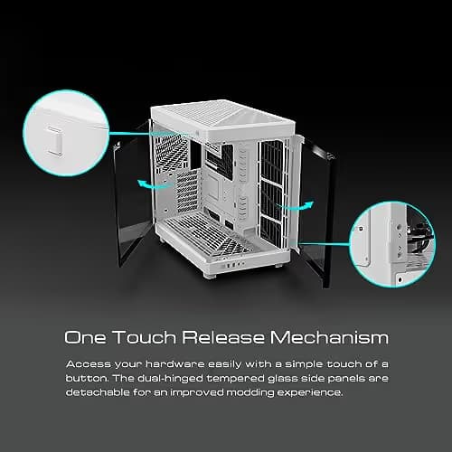 GAMDIAS NESO P1 ATX Full Tower White with Tempered Glass Side Panel and Front Panel: USB 3.2 Gen 2 Type-C, USB 3.2 Gen 1 Type-A image