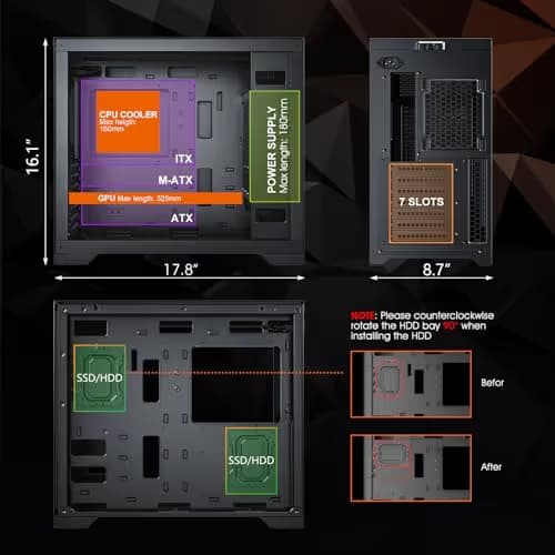 Vetroo AL-MESH-7C ATX Mid Tower Black Tempered Glass Side Panel and USB 3.2 Gen 2 Type-C / USB 3.2 Gen 1 Type-A image