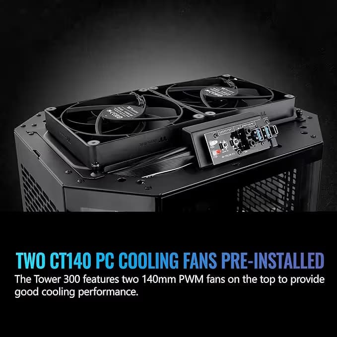 Thermaltake The Tower 300 MicroATX Mini Tower Tempered Glass Side Panel  - Black image