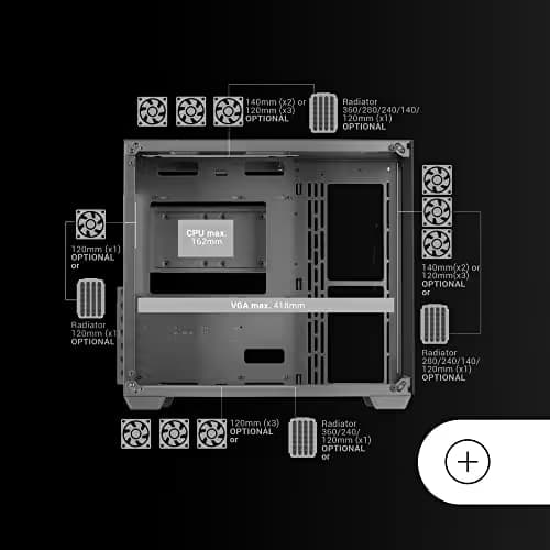 Mars Gaming MCV4 ATX Mid Tower White Tempered Glass Side Panel USB 3.2 Gen 1 Type-A USB 2.0 Type-A image