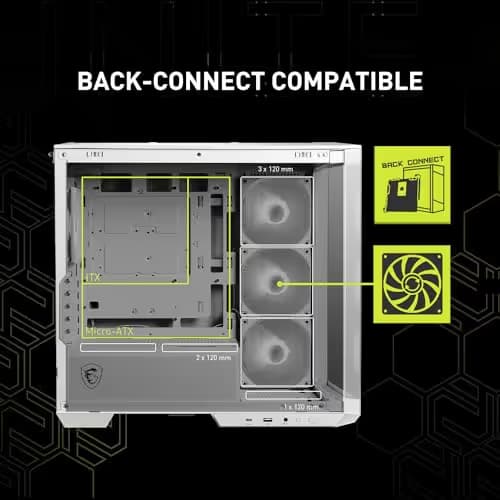 MSI MAG PANO M100R PZ Micro ATX Mid Tower White with Tempered Glass Side Panel and USB 3.2 Gen 2x2 Type-C / USB 3.2 Gen 1 Type-A image