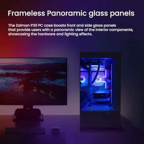 Zalman P30 Micro ATX Mini Tower Black Tempered Glass Side Panel USB 3.2 Gen 2 Type-C USB 3.2 Gen 1 Type-A image