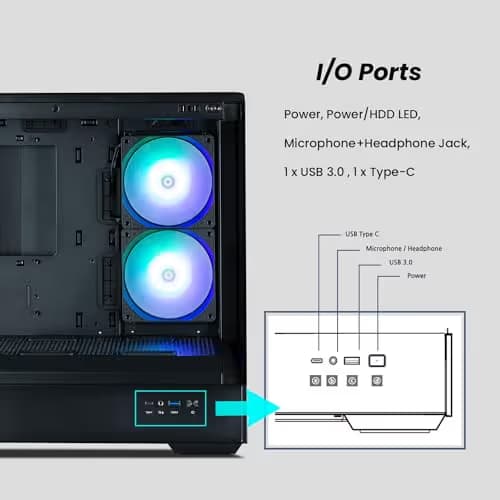 Zalman P30 Micro ATX Mini Tower Black Tempered Glass Side Panel USB 3.2 Gen 2 Type-C USB 3.2 Gen 1 Type-A image