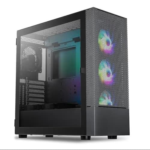 Vetroo AL600 ATX Mid Tower Black with Tempered Glass Side Panel and USB 3.2 Gen 1 Type-A, USB 2.0 Type-A Front Panel image