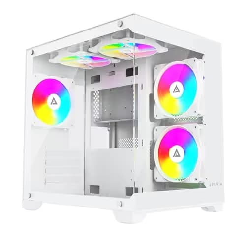 Apevia PRISM Micro ATX Mid Tower White Tempered Glass Side Panel image