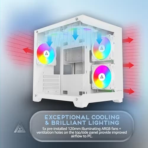 Apevia PRISM Micro ATX Mid Tower White Tempered Glass Side Panel image