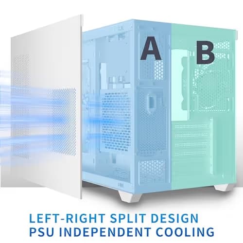 MUSETEX Y6 ATX Mid Tower White ARGB with Tempered Glass Side Panel and USB 3.2 Gen 2 Type-C, USB 3.2 Gen 1 Type-A, USB 2.0 Type-A image