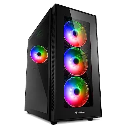 SHARKOON TG5 ATX Mid Tower Black / Red with Acrylic Side Panel and USB 3.2 Gen 1 Type-A, USB 2.0 Type-A Front Panel main image