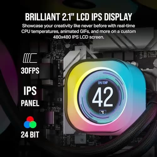 Corsair iCUE LINK H100i LCD Water 240mm 63.1 CFM Black image