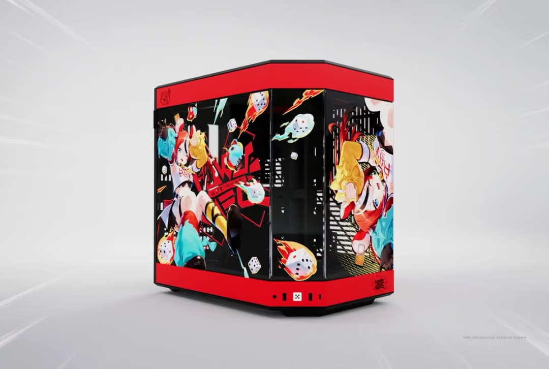 HYTE Y60 HAKOS BAELZ Limited Edition ATX Mid Tower Red / Black Tempered Glass Side Panel image