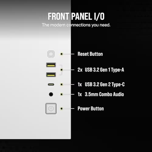 Corsair 2500X Micro ATX Mini Tower White with Tempered Glass Side Panel and USB 3.2 Gen 2 Type-C, USB 3.2 Gen 1 Type-A image