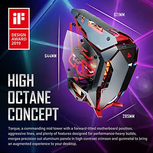 Antec TORQUE ATX Mid Tower Black / Red Tempered Glass Side Panel, USB 3.2 Gen 2 Type-C USB 3.2 Gen 1 Type-A image