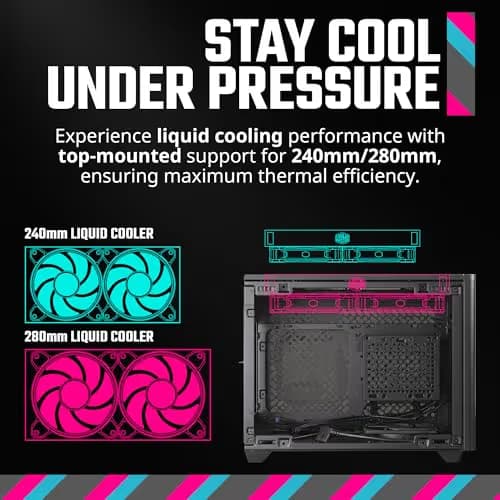 Cooler Master NR200P V2 Mini-ITX PC Case Ready, Top-Mount 280mm AIO, 357mm Vertical GPU Mount, Designed Ready Nvidia RTX 5090 | AMD RX 9070 XT, SFX PSU – Ready to Install, Tempered Glass, DIY image